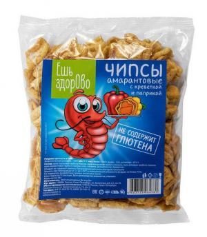 Ешь здорово амарантовые чипсы креветка и паприка 90г безглютеновые