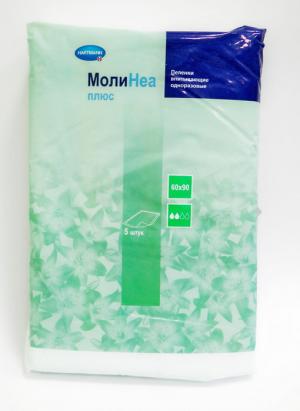 Пеленки molinea plus 60х90см одноразовые впитывающие, 5 шт