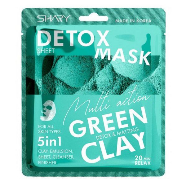 Шери Очищающая тканевая маска-эмульсия для лица 5в1 Зеленая глина 25г фотография