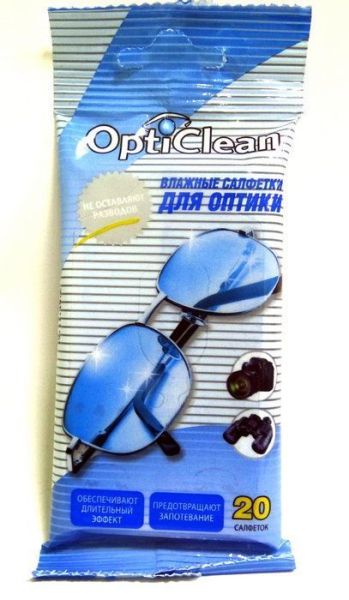Изображение товара Салфетки влажные «OptiClean» для оптики, 20 шт Салфетки влажные «OptiClean» для оптики, 20 шт фотография